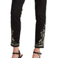 Ralph Lauren Women's Embroidered High Rise Skinny Ankle Jeans Black Size 16