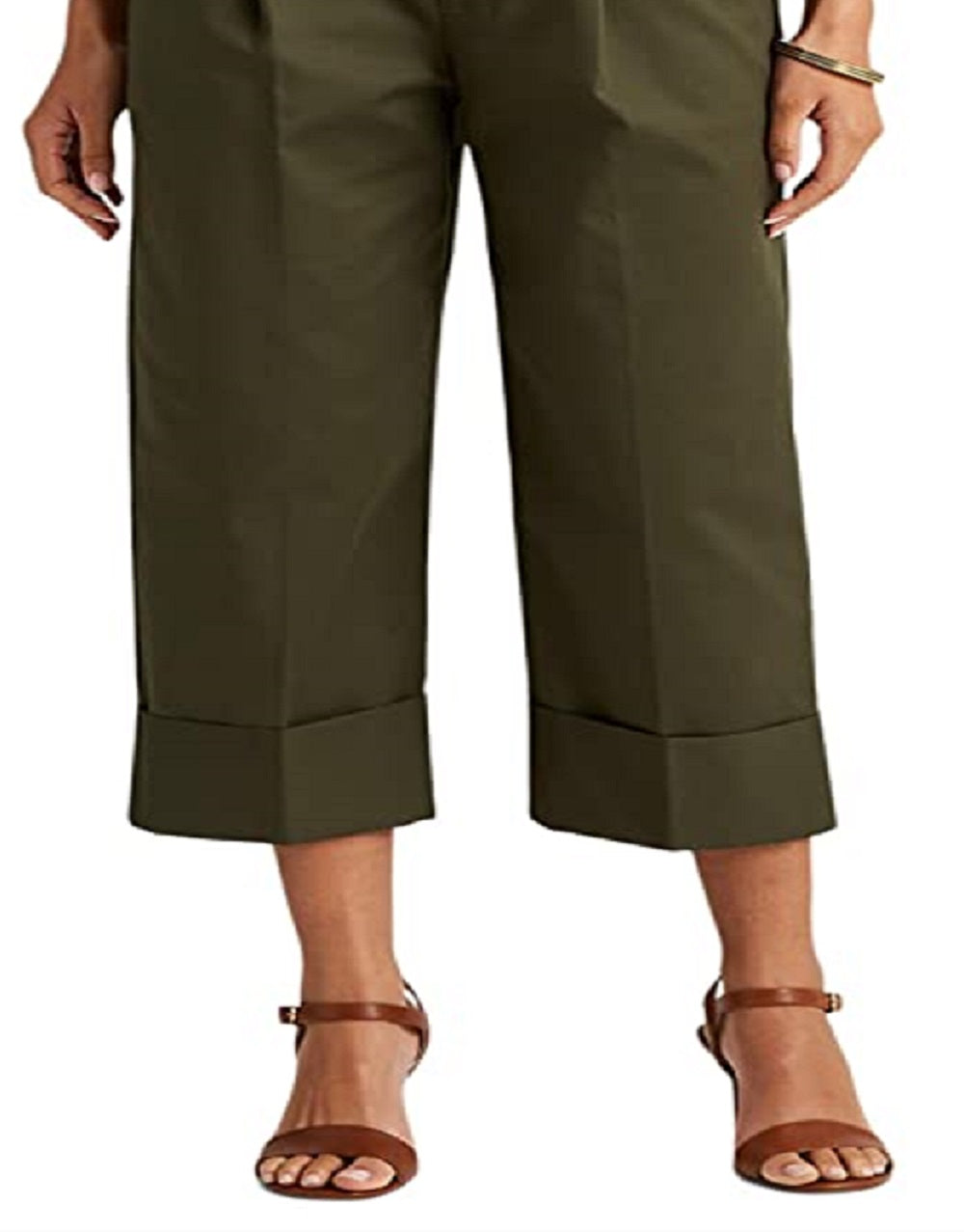 Ralph Lauren Women's Double Faced Stretch Cotton Ankle Pants Green Size 4