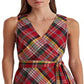 Ralph Lauren Women's Plaid Crinkle Cotton Sleeveless Dress Pink Size 2