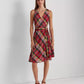 Ralph Lauren Women's Plaid Crinkle Cotton Sleeveless Dress Pink Size 6