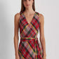 Ralph Lauren Women's Plaid Crinkle Cotton Sleeveless Dress Pink Size 6