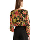 Ralph Lauren Women's Floral Crinkle Georgette Blouse Black Size Medium