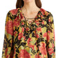 Ralph Lauren Women's Floral Crinkle Georgette Blouse Black Size Medium