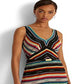 Ralph Lauren Women's Striped Crinkle Georgette Sleeveless Dress Black Size 10