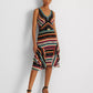 Ralph Lauren Women's Striped Crinkle Georgette Sleeveless Dress Black Size 6