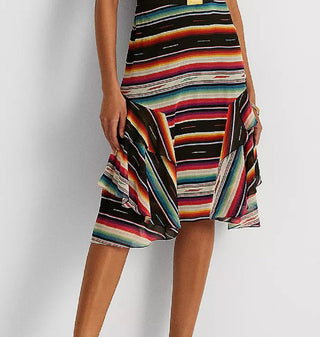 Ralph Lauren Women's Striped Crinkle Georgette Sleeveless Dress Black Size 6