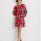 Ralph Lauren Women's Floral Crinkle Georgette Long Sleeve Dress Blue Size 6Petite