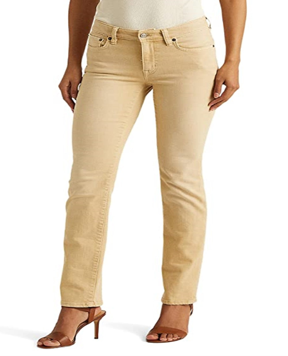 Ralph Lauren Women's Mid Rise Straight Jeans Brown Size 2Petite