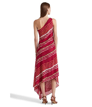 Ralph Lauren Women's Striped One Shoulder Crinkle Georgette Dress Assorted Size 8