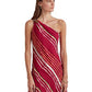 Ralph Lauren Women's Striped One Shoulder Crinkle Georgette Dress Assorted Size 8