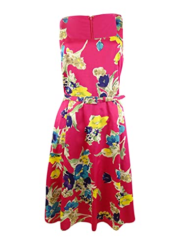 Ralph Lauren Women's Floral Belted Cocktail Dress Pink Size 6
