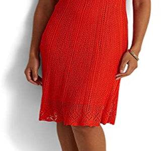 Ralph Lauren Women's Pointelle Short Sleeve Dress Orange Size Petite Small