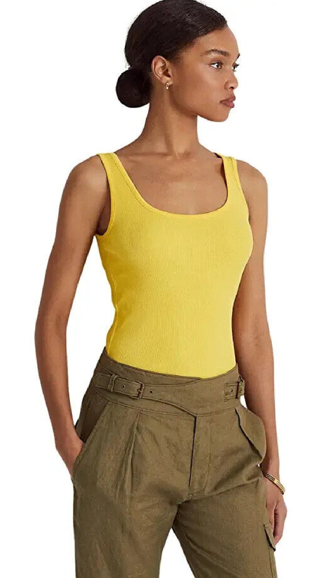 Ralph Lauren Women's Cotton Blend Tank Top Yellow Size X-Large