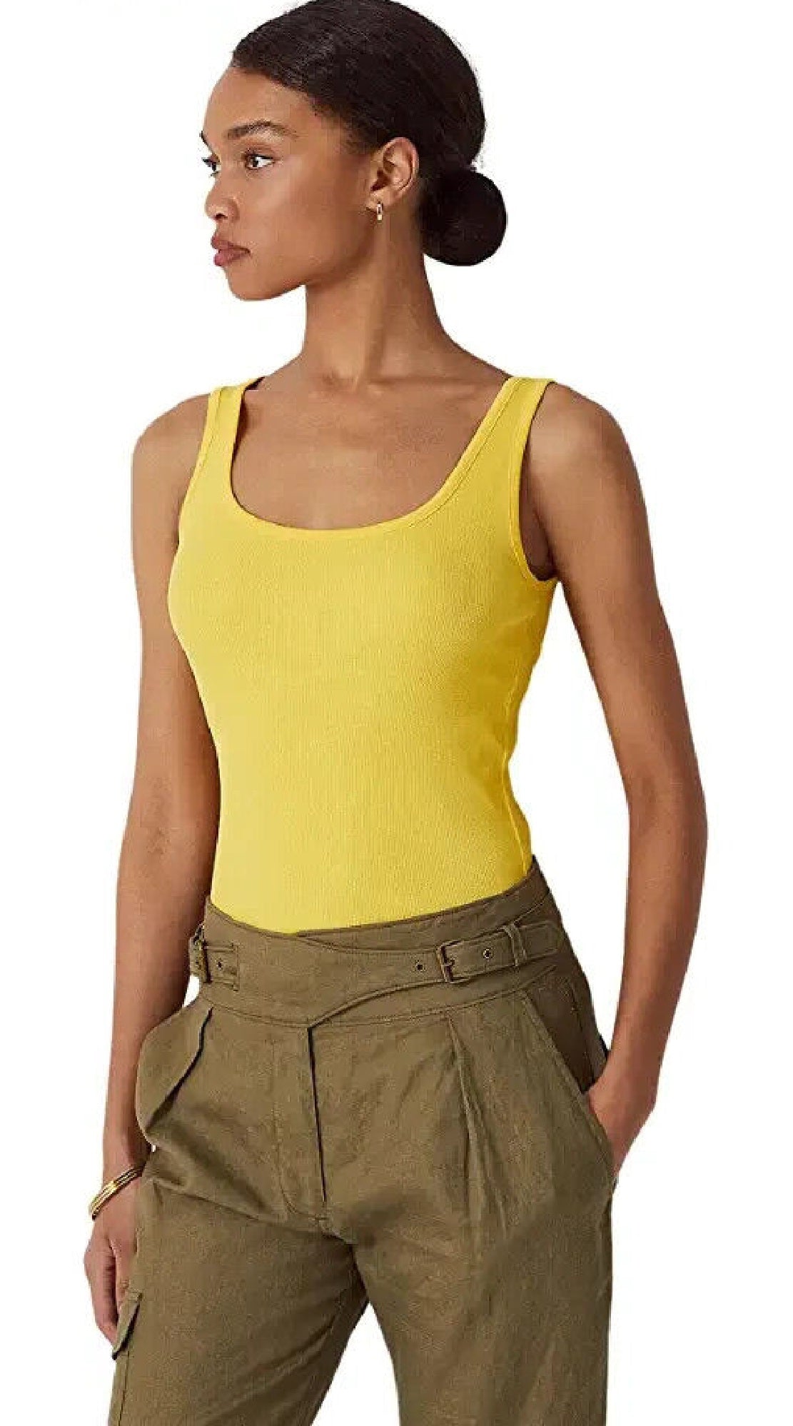 Ralph Lauren Women's Cotton Blend Tank Top Yellow Size X-Large