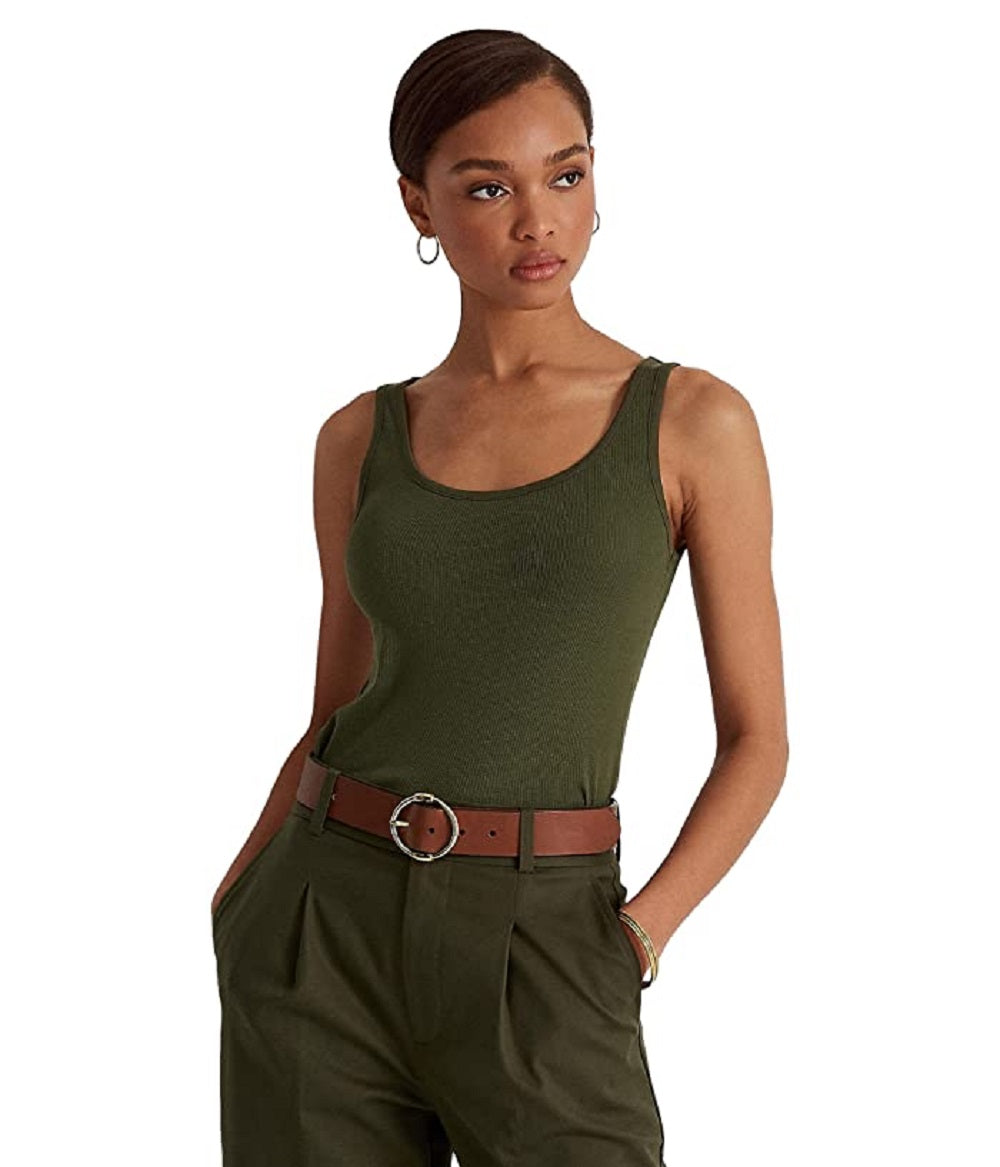 Ralph Lauren Women's Cotton Blend Tank Top Green Size Large
