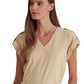 Ralph Lauren Women's Slub Jersey Roll Tab Sleeve Tee Brown Size Large