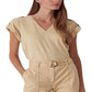 Ralph Lauren Women's Slub Jersey Roll Tab Sleeve Tee Brown Size X Large