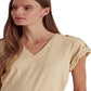 Ralph Lauren Women's Slub Jersey Roll Tab Sleeve Tee Brown Size X Large