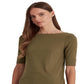 Ralph Lauren Women's Stretch Cotton Boatneck Top Green Size X-Large
