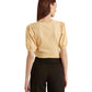 Ralph Lauren Women's Cotton Puff Sleeve Henley Top Brown Size Large
