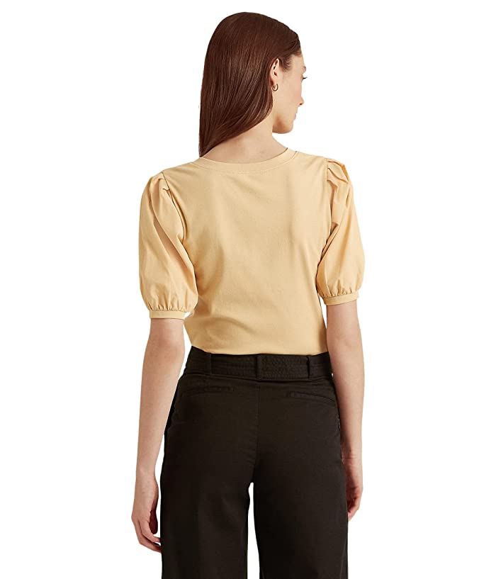 Ralph Lauren Women's Cotton Puff Sleeve Henley Top Brown Size Large