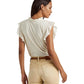 Ralph Lauren Women's Jersey Flutter Sleeve Top White Size Small