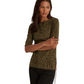 Ralph Lauren Women's Ocelot Print Stretch Cotton Boatneck Top Green Size Small