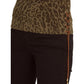 Ralph Lauren Women's Ocelot Print Stretch Cotton Boatneck Top Green Size Small