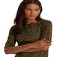 Ralph Lauren Women's Ocelot Print Stretch Cotton Boatneck Top Green Size X-Large