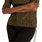 Ralph Lauren Women's Ocelot Print Stretch Cotton Boatneck Top Green Size X-Large