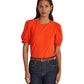 Ralph Lauren Women's Eyelet Slub Jersey Short Sleeve Tee Orange Size Large