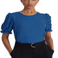 Ralph Lauren Women's Eyelet Slub Jersey Short Sleeve Tee Blue Size Large