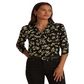 Ralph Lauren Women's Floral Stretch Jersey Shirt Black Size Large