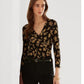 Ralph Lauren Women's Floral Surplice Stretch Jersey Top Black Size X-Large