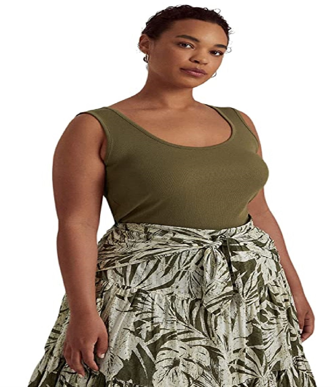 Ralph Lauren Women's Stretch Cotton Tank Top Green Size 3X