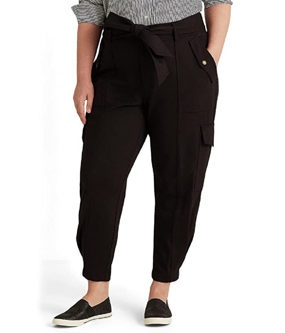 Ralph Lauren Women's Ponte Ankle Cargo Pants Black Size 2X