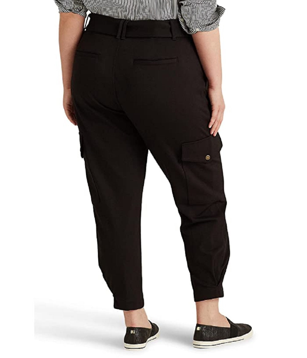Ralph Lauren Women's Ponte Ankle Cargo Pants Black Size 2X