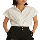Ralph Lauren Women's Twist Front Cotton Broadcloth Shirt White Size 12