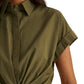Ralph Lauren Women's Twist Front Cotton Broadcloth Shirt Green Size 8
