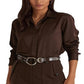 Ralph Lauren Women's Satin Charmeuse Shirt Brown Size X Large