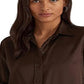 Ralph Lauren Women's Satin Charmeuse Shirt Brown Size X Large