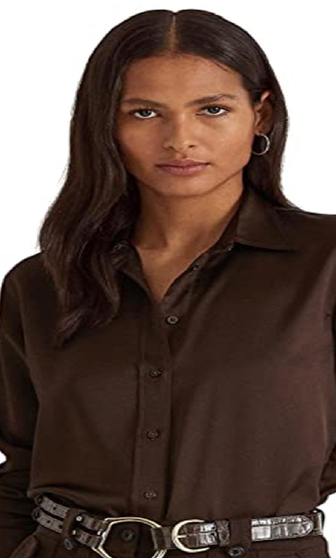 Ralph Lauren Women's Satin Charmeuse Shirt Brown Size X-Small