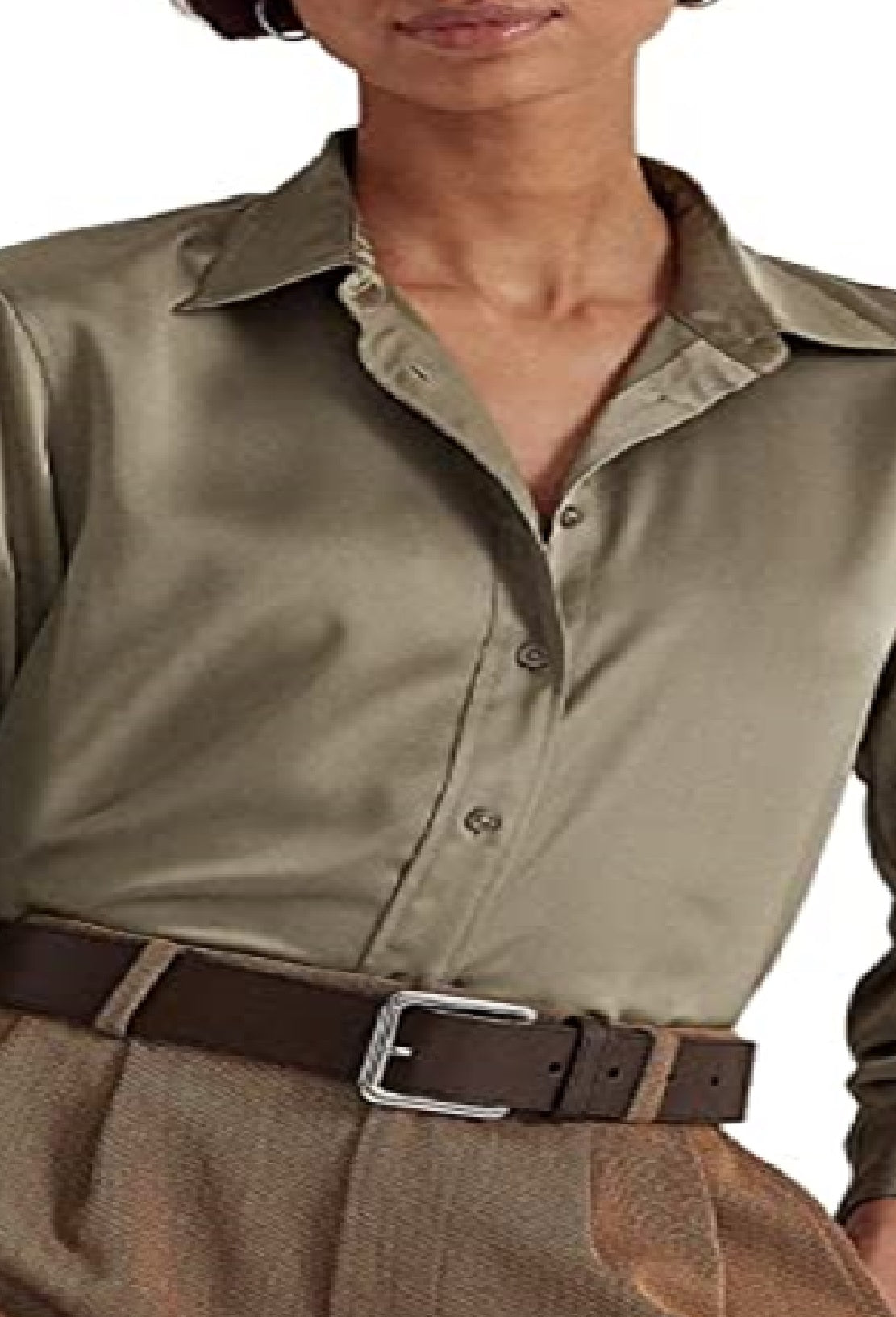 Ralph Lauren Women's Satin Charmeuse Shirt Green Size Small