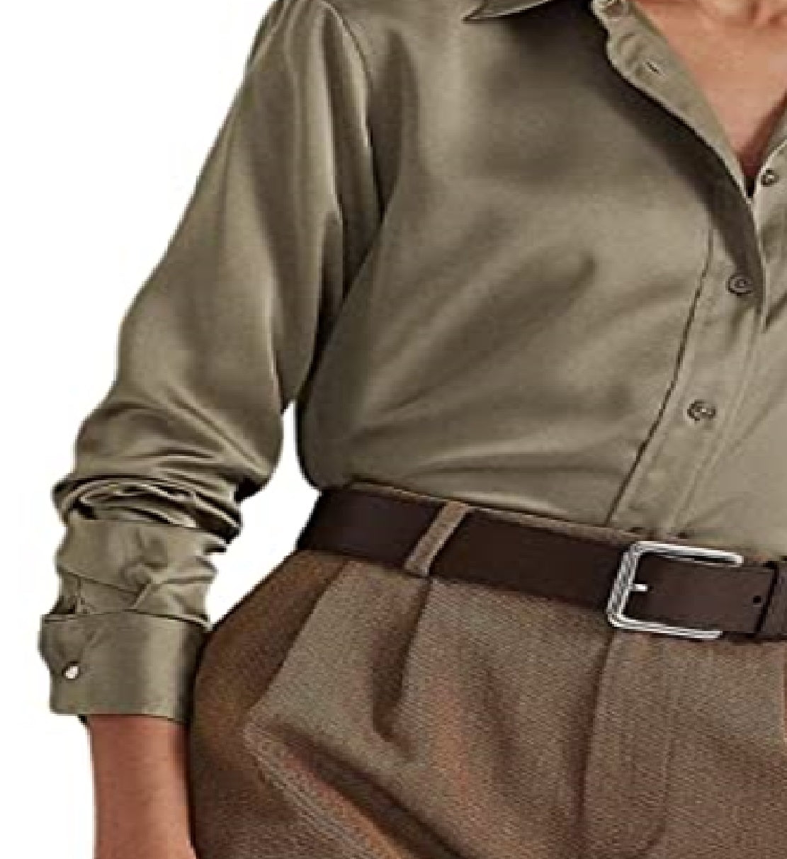 Ralph Lauren Women's Satin Charmeuse Shirt Green Size Small