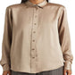 Ralph Lauren Women's Satin Charmeuse Shirt Brown Size Large