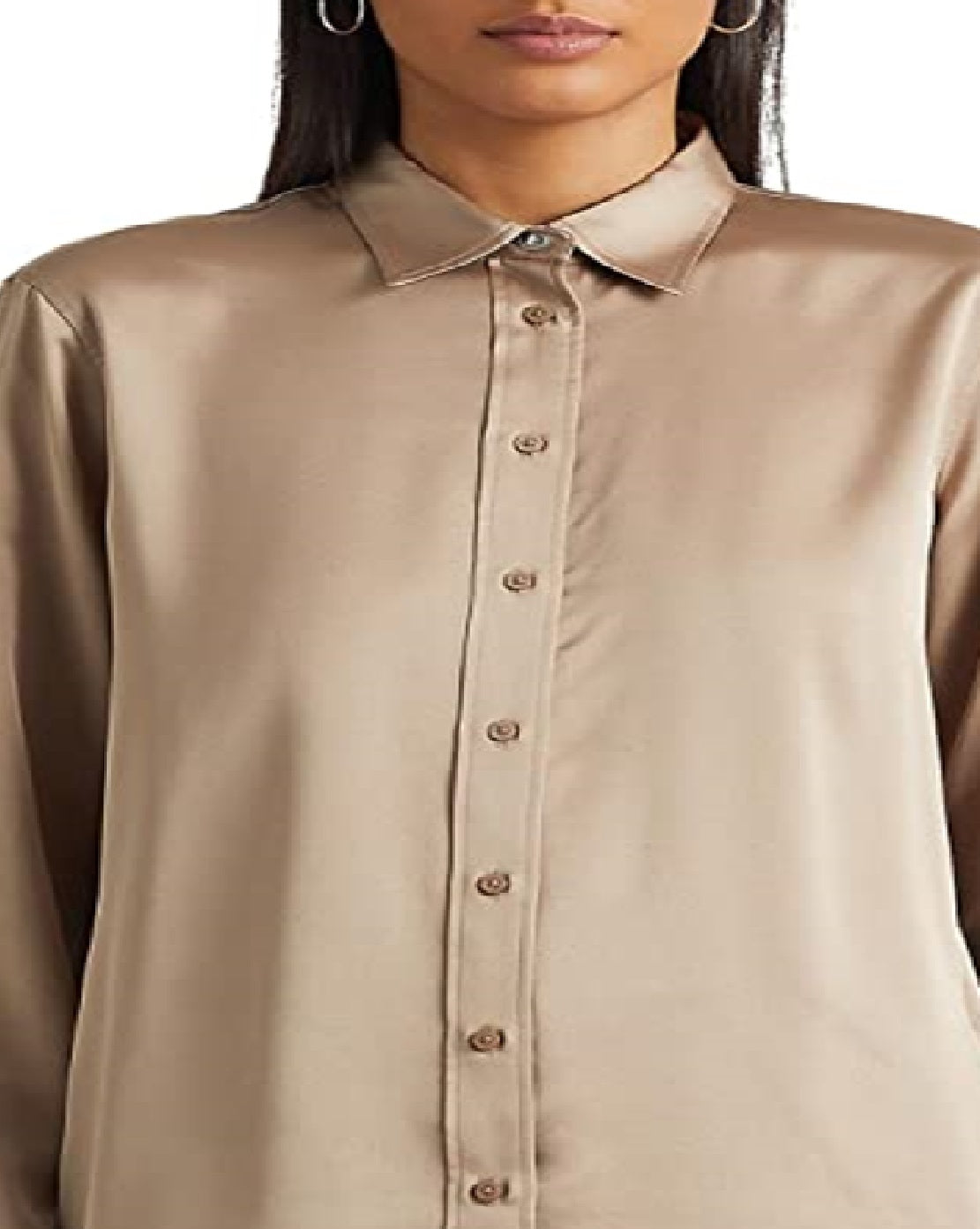 Ralph Lauren Women's Satin Charmeuse Shirt Brown Size Large