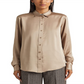 Ralph Lauren Women's Satin Charmeuse Shirt Brown Size Small