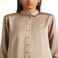 Ralph Lauren Women's Satin Charmeuse Shirt Brown Size Small
