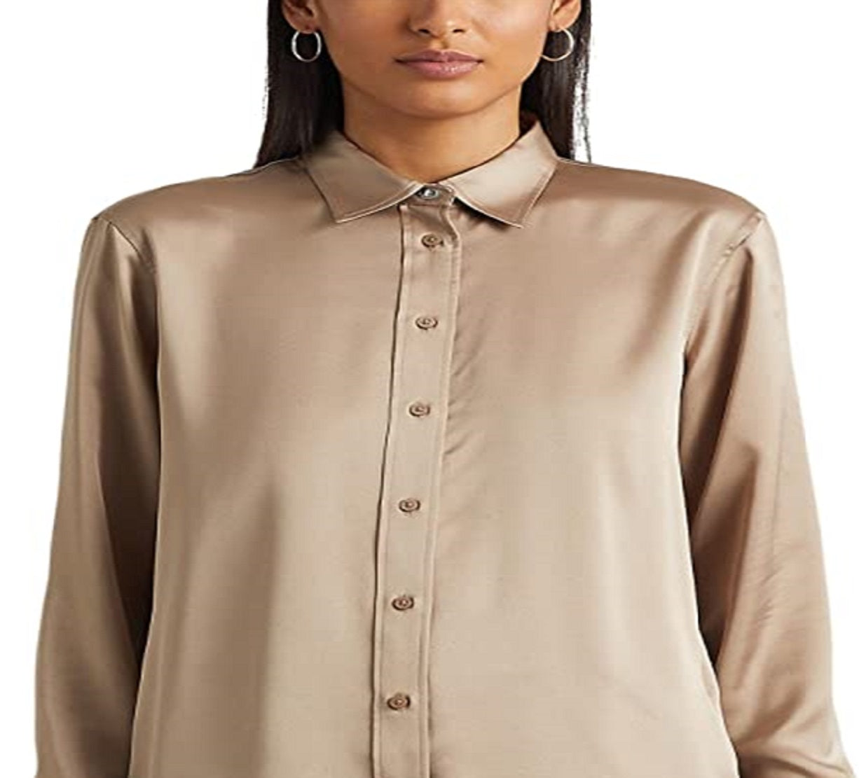 Ralph Lauren Women's Satin Charmeuse Shirt Brown Size Small