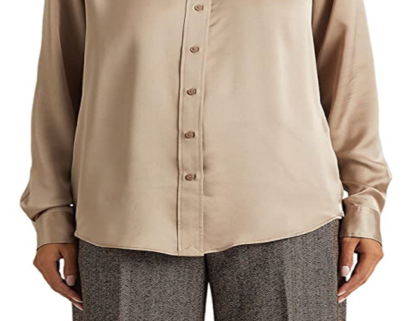 Ralph Lauren Women's Satin Charmeuse Shirt Brown Size Small
